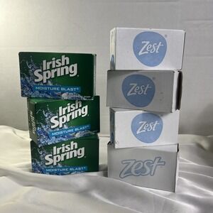 Irish Spring‎ & Zest Bar Bath Soap Lot 7 Bars Moisture Blast & Original Zest